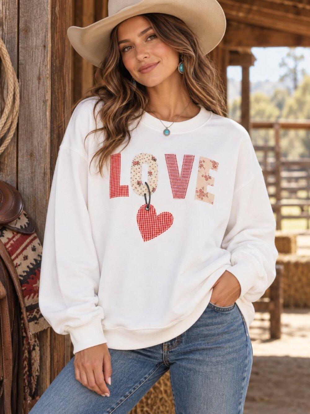 Love Patchwork Heart Sweatshirt